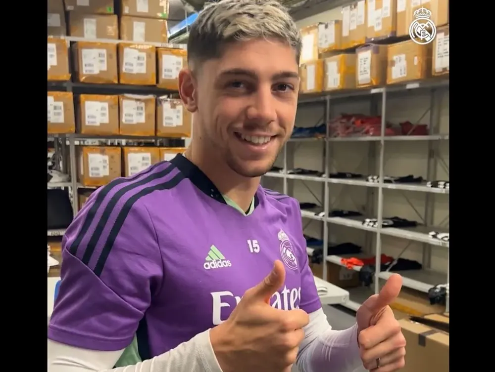 Federico Valverde en la utilería de Real Madrid