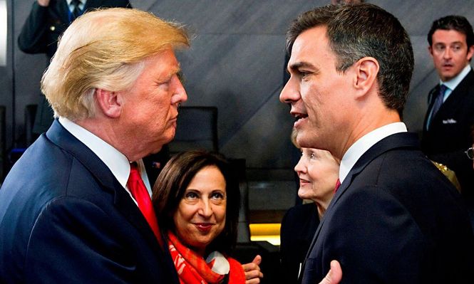Los presidentes Donald Trump (Estados Unidos) y Pedro Sánchez (España). (Archivo)&nbsp;