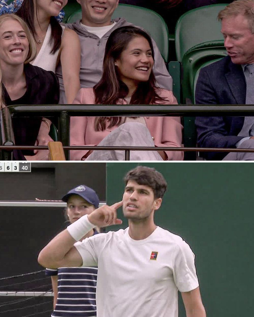Emma Raducanu alentó a Alcaraz en el duelo contra Rublev.&nbsp;