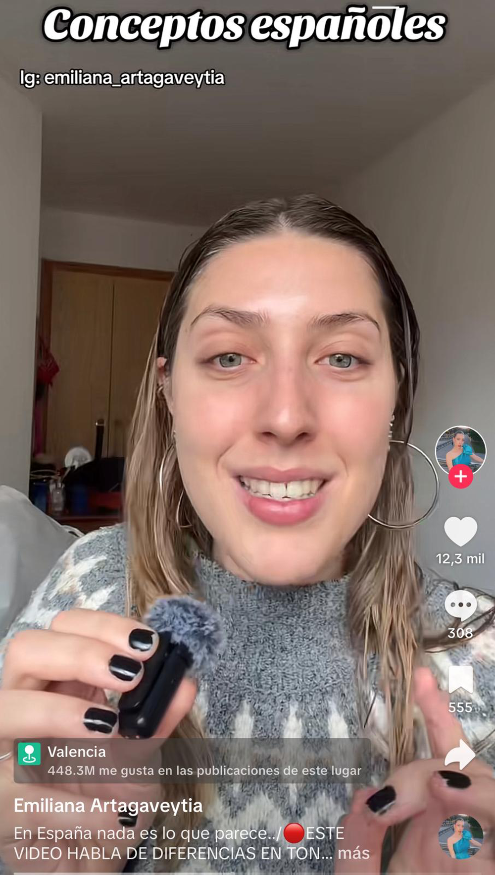 La uruguaya que vive en España y revela conceptos que aún no entiende. (TikTok: emi_grando)