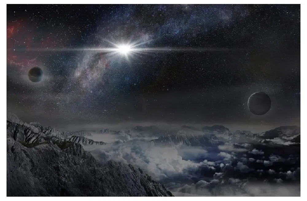Ilustración de la supernova superluminosa ASASSN-15lh vista desde un exoplaneta situado a unos 10.000 años luz de distancia en su galaxia anfitriona