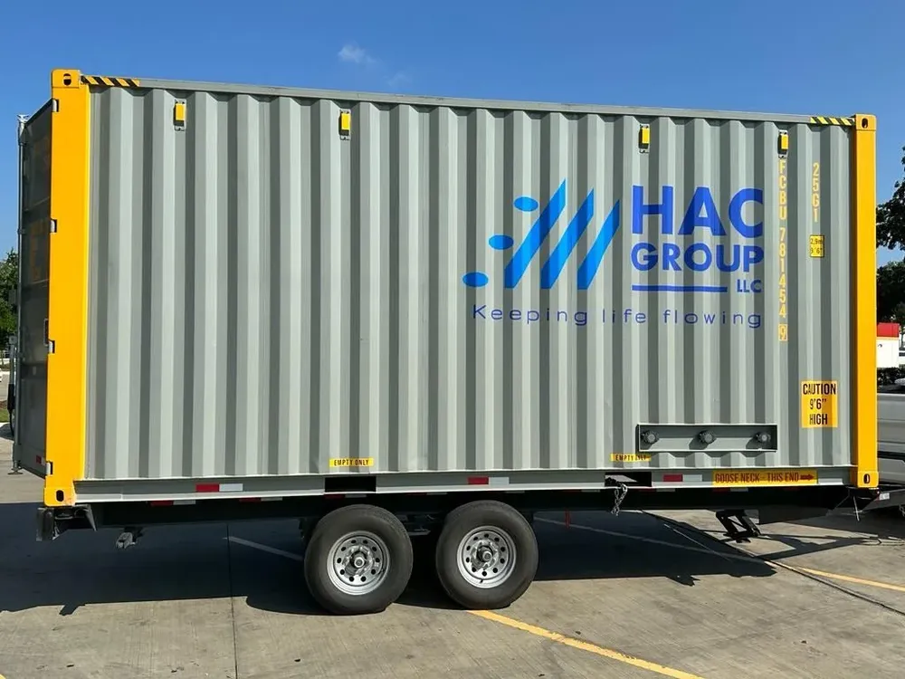 El container que lleva la planta desalinizadora que compró Uruguay