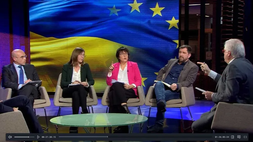 Toni Comín (Junts), Javi López (PSC), Diana Riba (ERC), Jordi Cañas (Cs), Júlia Miralles (Comuns), José Manuel García-Margallo (PP) y Jorge Buxadé (Vox).