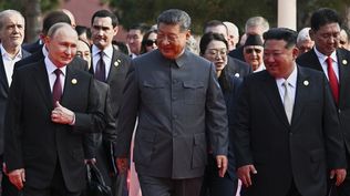Xi Jinping junto a Vladimir Putin y Kim Jong Un en el desfile del Día de la Victoria en Pekín&nbsp;