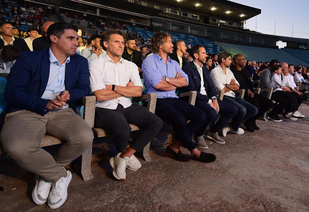 Forlán, Godín y Lugano en el evento de la Mutual