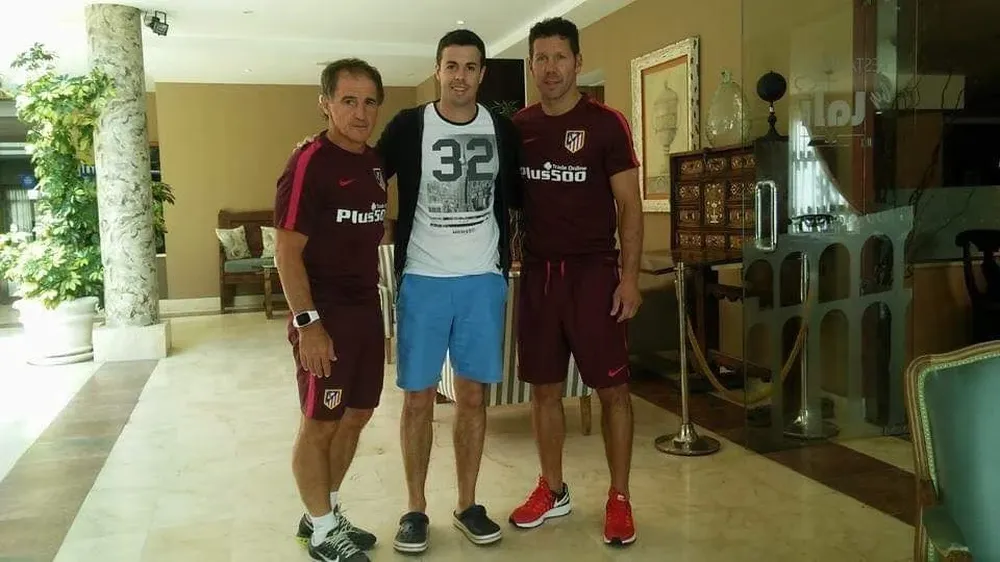 Óscar Ortega, Nicolás Gandini y Diego Simeone en la pretemporada 2016 de Atlético de Madrid