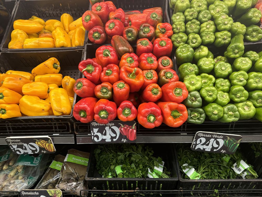 Precios de frutas y verduras: lo que vale el morrón (foto realizada este lunes 15 de julio de 2024 en un supermercado del barrio Sur).