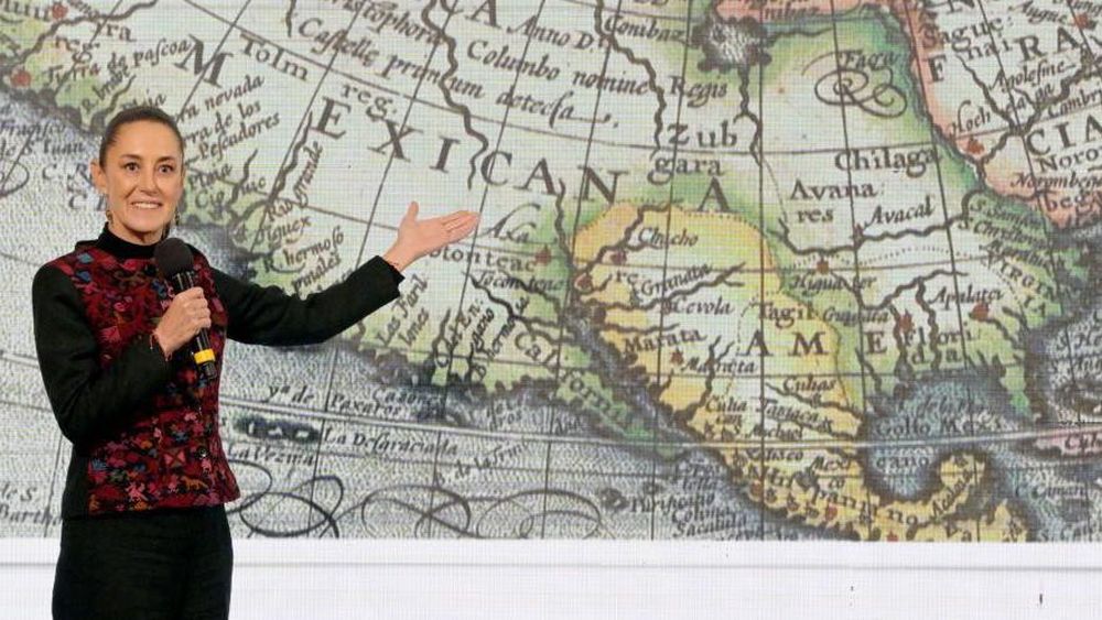 Claudia Sheinbaum le respondió a Trump mostrando un mapamundi de 1607.