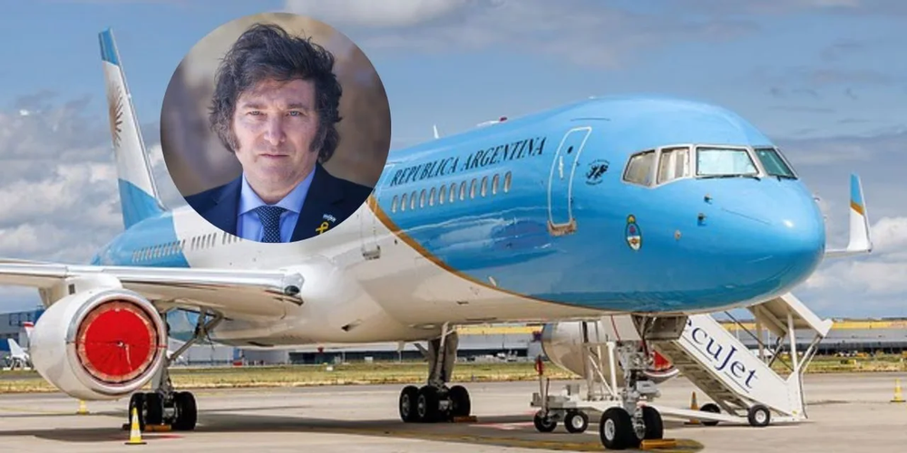 Javier Milei y el avión presidencial de Argentina