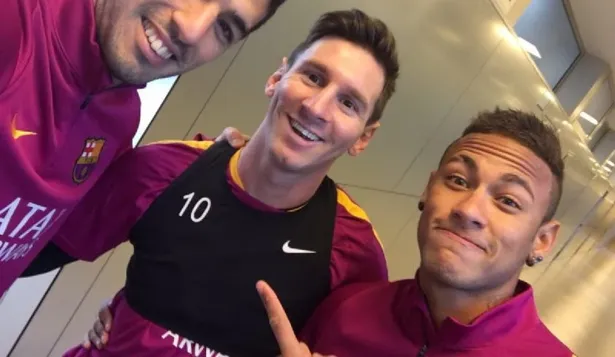 Suárez junto a Messi y Neymar
