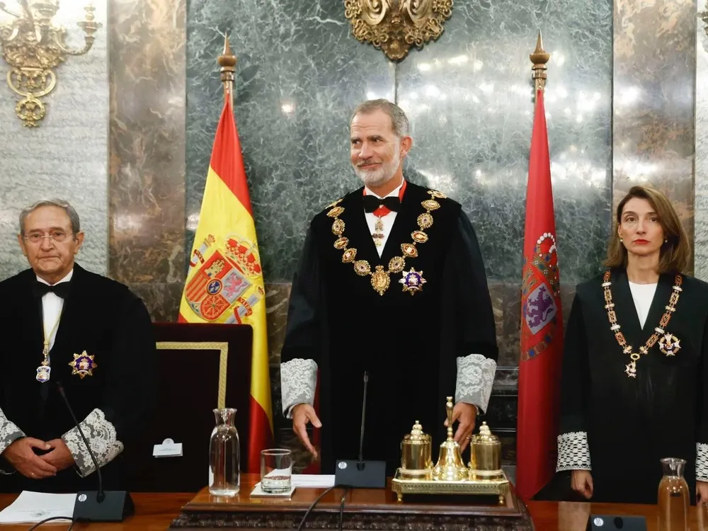 El Rey Felipe VI, este jueves, en el palacio de Justica.