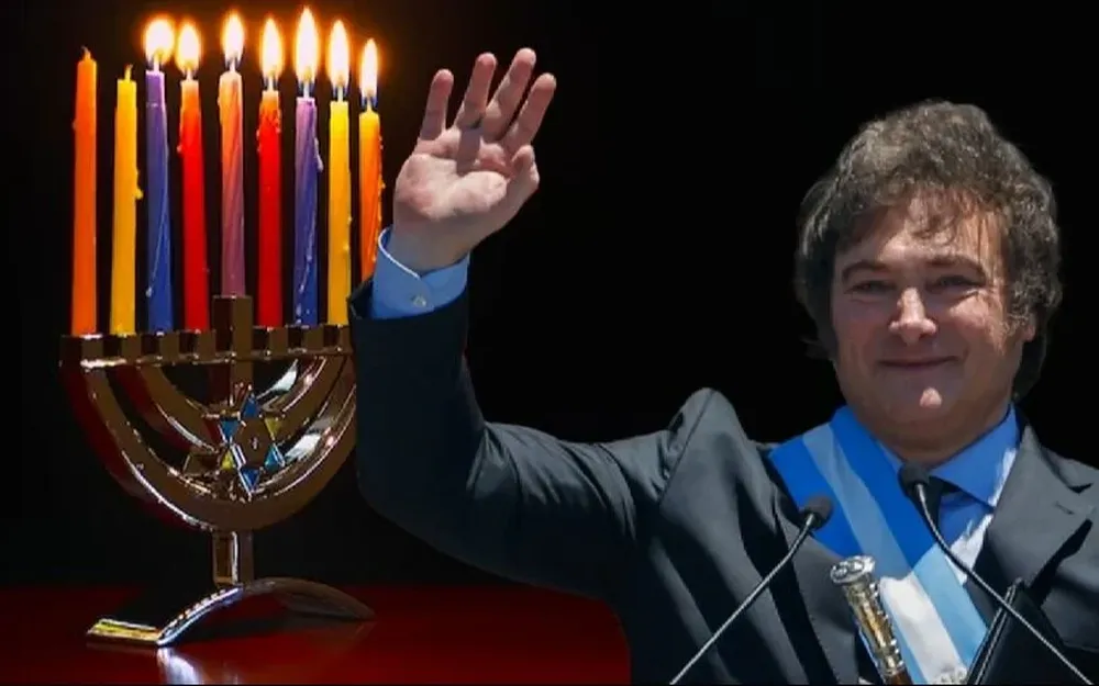 El presidente Milei enciende las velas de Jánuca