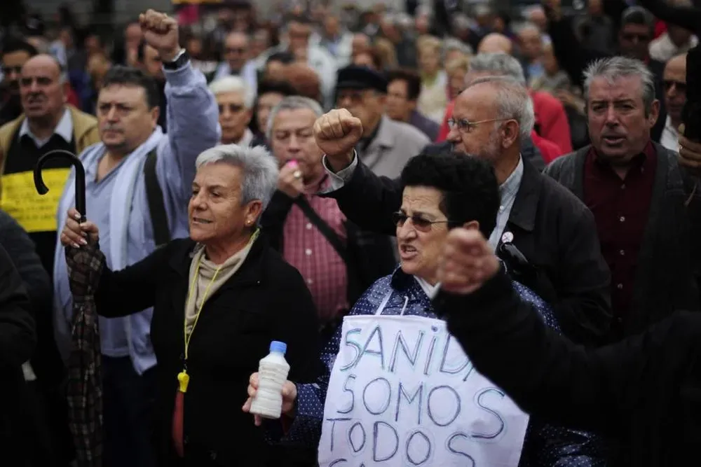 Españoles en una manifestación