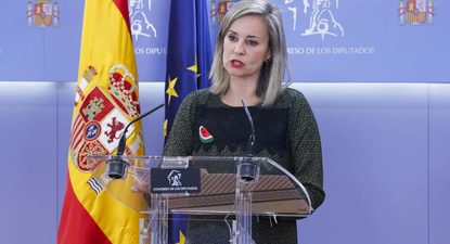 La portavoz de Sumar, Verónica Martínez Barbero, este martes en el Congreso. EFE