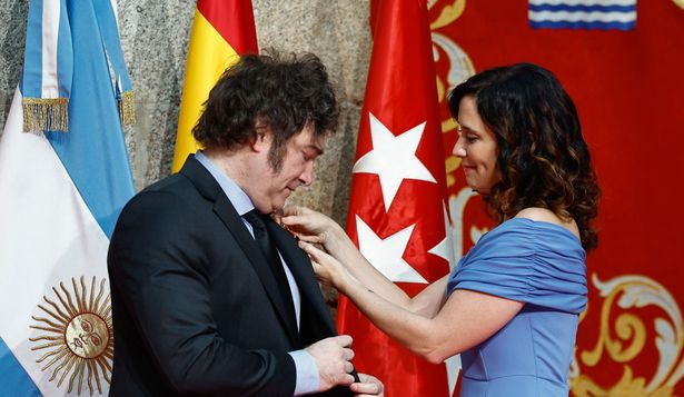 El presidente de Argentina, Javier Milei, y la presidenta de Madrid, Isabel Díaz Ayuso.