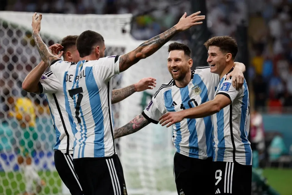 El festejo de los jugadores argentinos