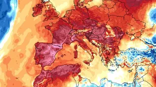 Imagen del satélite de las altas temperaturas este mediodía en Europa