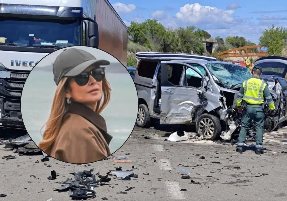 Rebeca Labara y el sitio en el que se produjo el accidente. (Guardia Civil / Instagram)