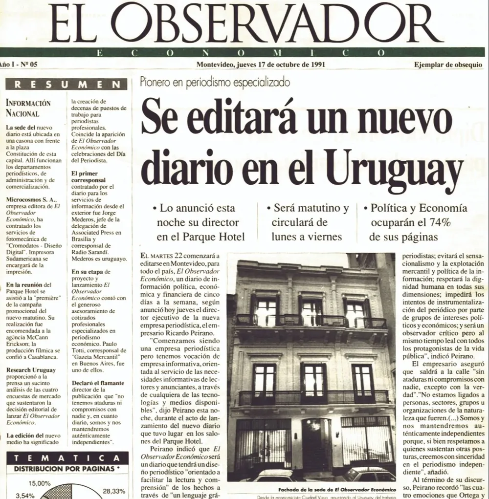 Anuncio del nuevo diario en Uruguay