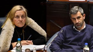 La senadora blanca Graciela Bianchi y el senador del FA Daniel Caggiani