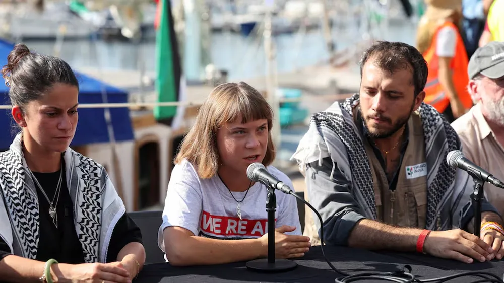 Greta Thunberg, antes de zarpar hacia Gaza.