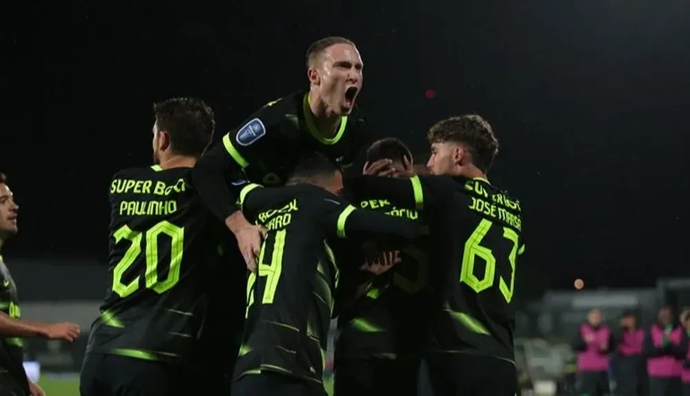 El festejo de los jugadores del Sporting