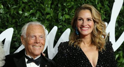 Giorgio Armani y la actriz Julia Roberts