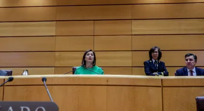La presidenta del Congreso, Francina Armengol, durante un pleno extraordinario del Congreso de los Diputados en el Palacio del Senado, a 16 de enero de 2024, en Madrid (España).