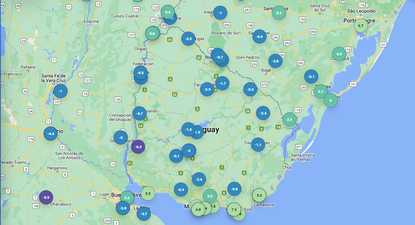 Temperaturas a las 6:00 de este 9 de julio de 2024 en Uruguay, según el reporte de Inumet