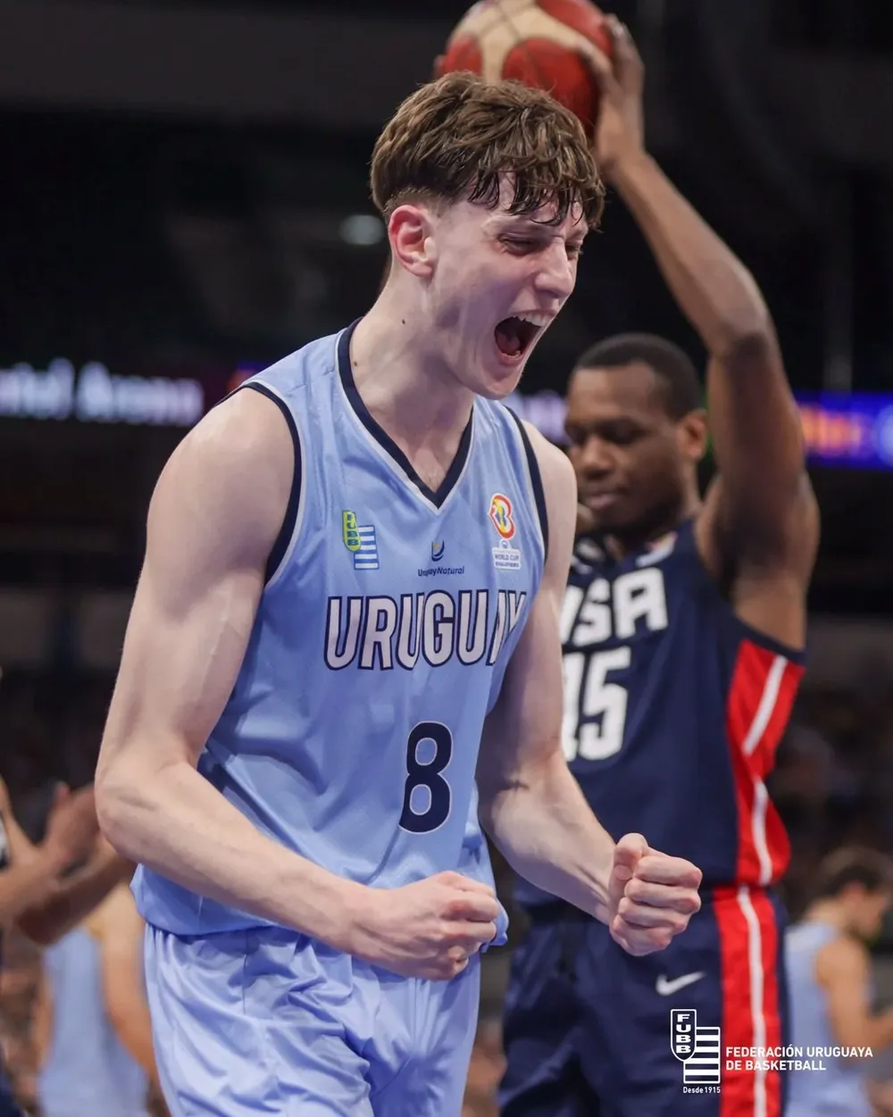 Ubal ante Estados Unidos el jueves cuando fue el goleador celeste con 18 puntos