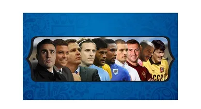 Forlán con las estrellas que participarán del sorteo de las Eliminatorias