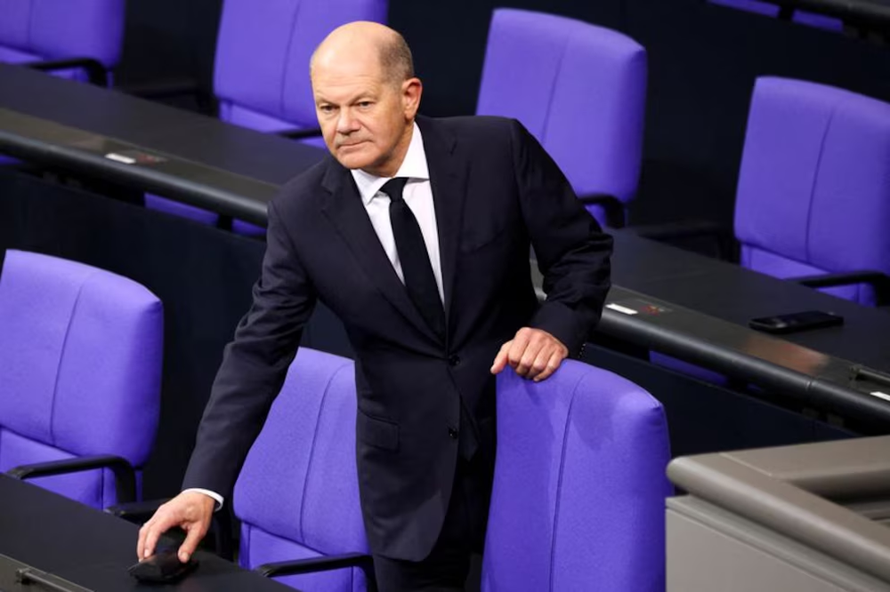 El canciller alemán Olaf Scholz en la Cámara Baja del Parlamento en Berlín&nbsp;