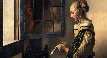 Muchacha leyendo una carta en la ventana abierta, Johannes Vermeer, 1657-59. Detalle