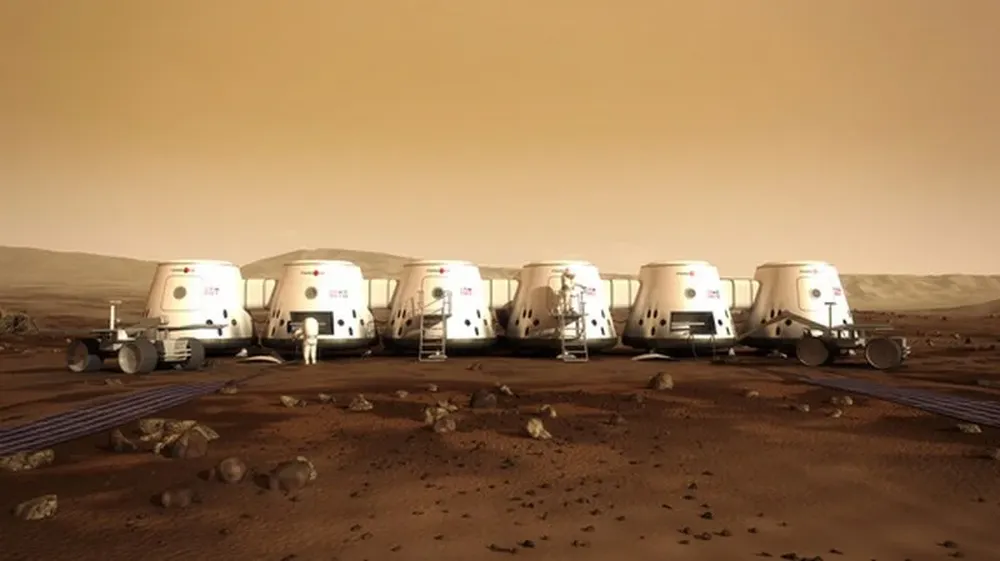 Concepto artístico de los astronautas de Mars One en Marte.