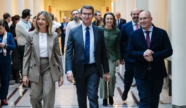 Alberto Núñez Feijóo, entrando el martes al Senado.