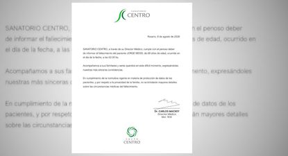 Comunicado del Sanatorio Centro de Rosario