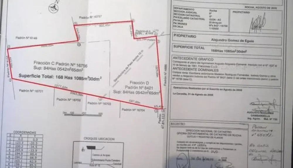 Plano del campo que ofrecerá Hernández en remate
