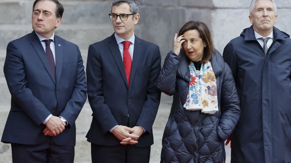 Albares, Robles y Marlaska junto a Félix Bolaños.&nbsp;