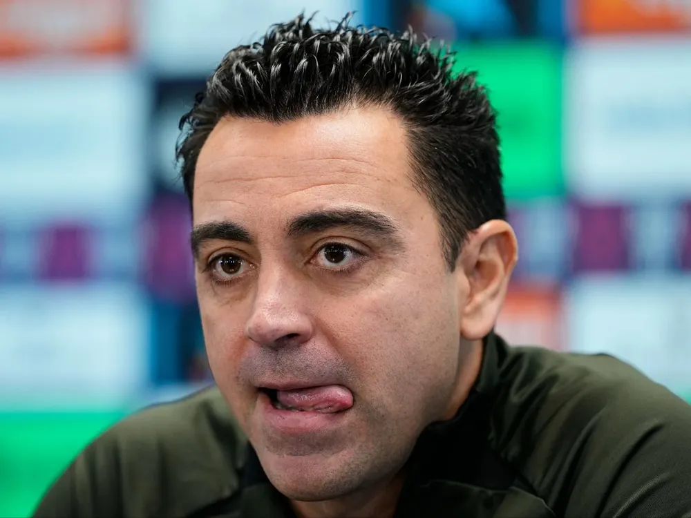 Xavi en rueda de prensa.
