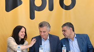 Soledad Martínez, Mauricio Macri y Jorge Macri en el Consejo Nacional del PRO.