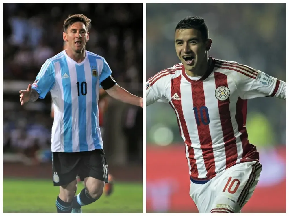 Lionel Messi y Derlis González.