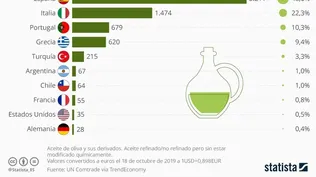 Los mayores exportadores de aceite de oliva: dos sudamericanos en el top 10