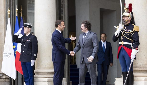 El presidente Javier Milei y el francés Emmanuel Macron.