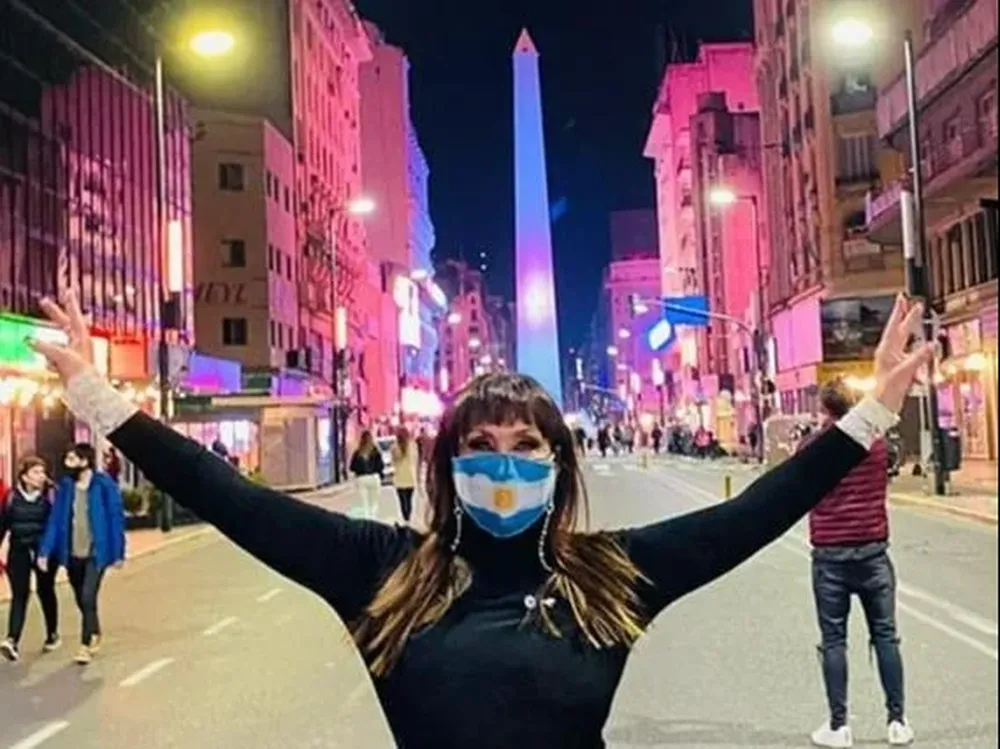 Moria Casán en los festejos tras el título de la Copa América.