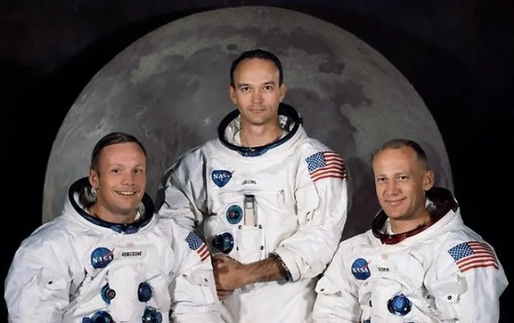 Los tres astronautas que llegaron a la Luna en la mision Apolo 11, en 1969