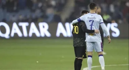 Lionel Messi y Cristiano Ronaldo en el amistoso que jugaron en enero