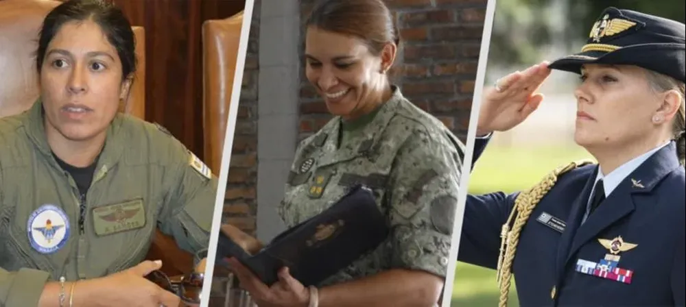 Las recientemente ascendidas a coronel: Ana Inés Sandes, Andrea de los Santos y María Eugenia Etcheverry