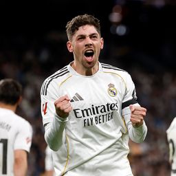 Federico Valverde festeja su gol contra el Elche Federico Valverde festeja su gol contra el Elche