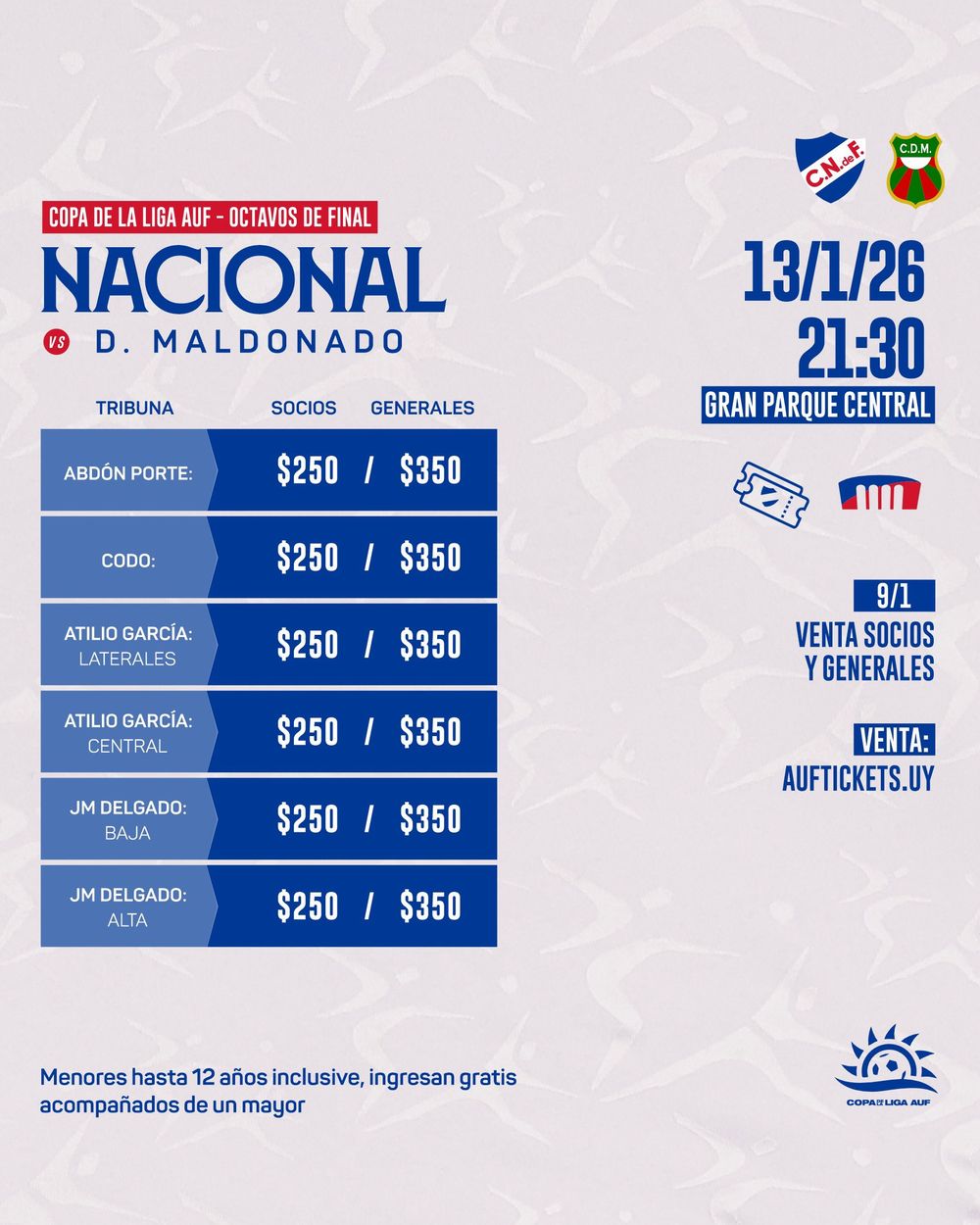 Entradas Nacional vs Deportivo Maldonado