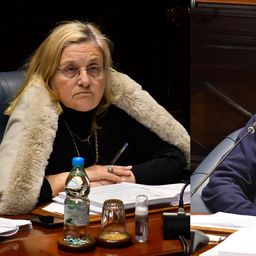 La senadora blanca Graciela Bianchi y el senador del FA Daniel Caggiani